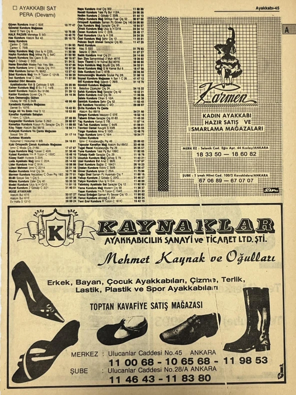 Ankara 1986 Meslek Reklam İlanı Efemera S45 ürün görseli