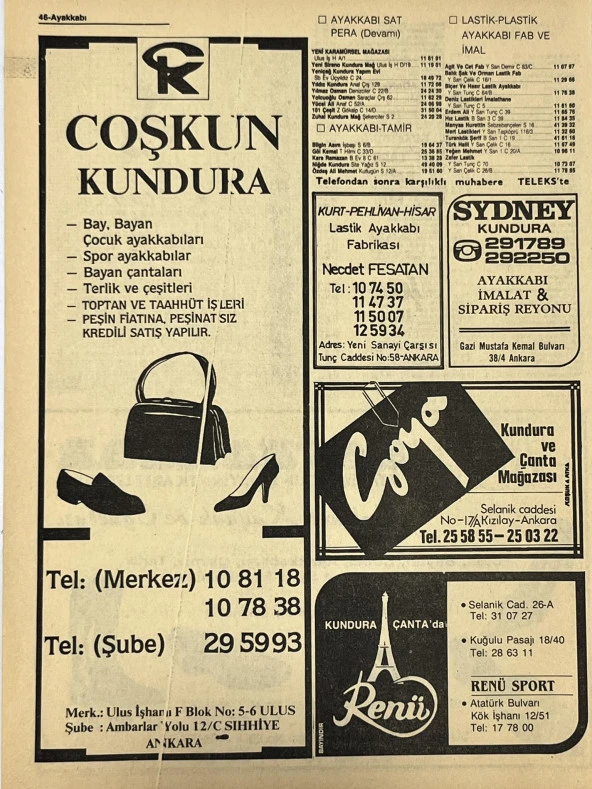 Ankara 1986 Meslek Reklam İlanı Efemera S45 - Resim 2