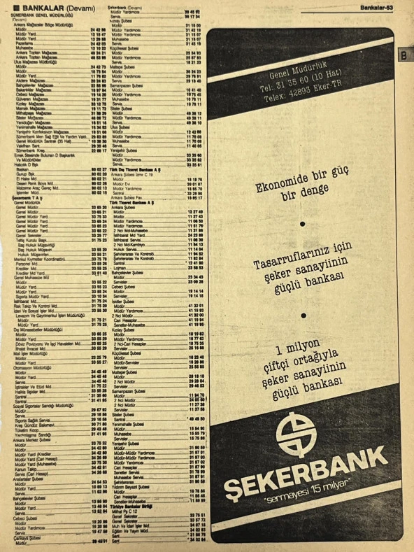 Ankara 1986 Meslek Reklam İlanı Efemera S53 ürün görseli 1