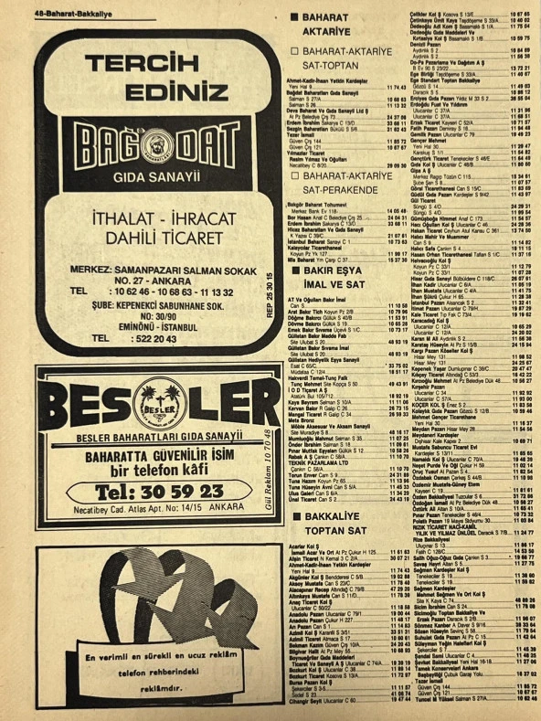 Ankara 1986 Meslek Reklam İlanı Efemera S47 - Resim 2