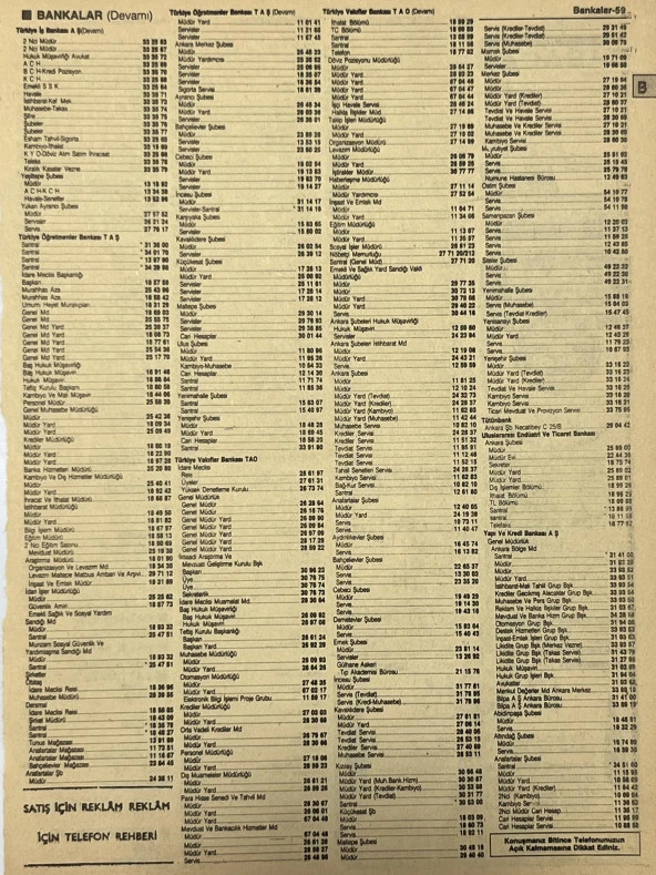 Ankara 1986 Meslek Reklam İlanı Efemera S59 ürün görseli