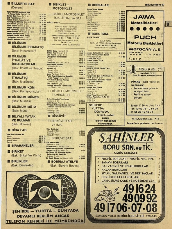 Ankara 1986 Meslek Reklam İlanı Efemera S67 ürün görseli 1