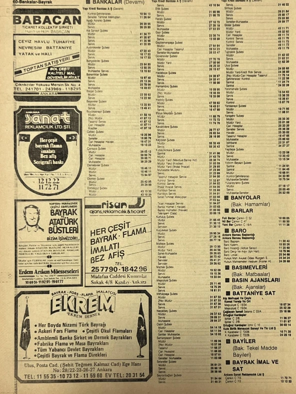 Ankara 1986 Meslek Reklam İlanı Efemera S59 - Resim 2