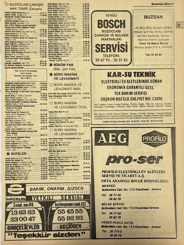 Ankara 1986 Meslek Reklam İlanı Efemera S71 ürün görseli 1