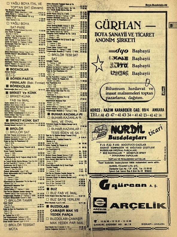 Ankara 1986 Meslek Reklam İlanı Efemera S69 ürün görseli 1