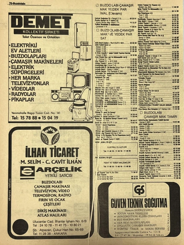 Ankara 1986 Meslek Reklam İlanı Efemera S69 - Resim 2
