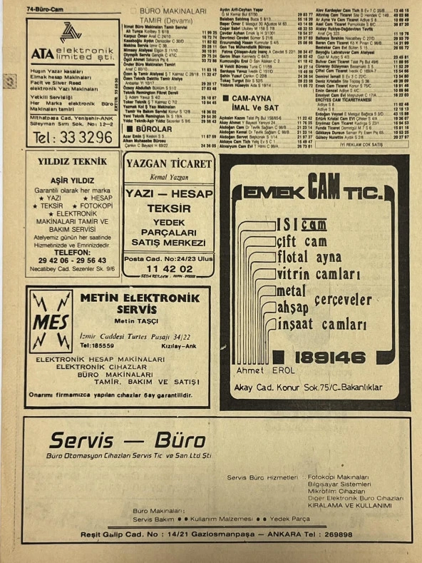 Ankara 1986 Meslek Reklam İlanı Efemera S73 - Resim 2