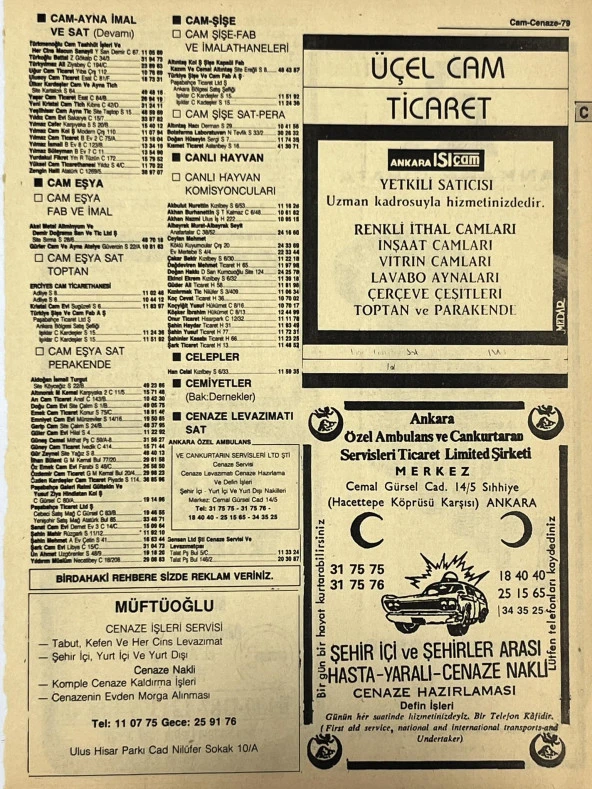 Ankara 1986 Meslek Reklam İlanı Efemera S79