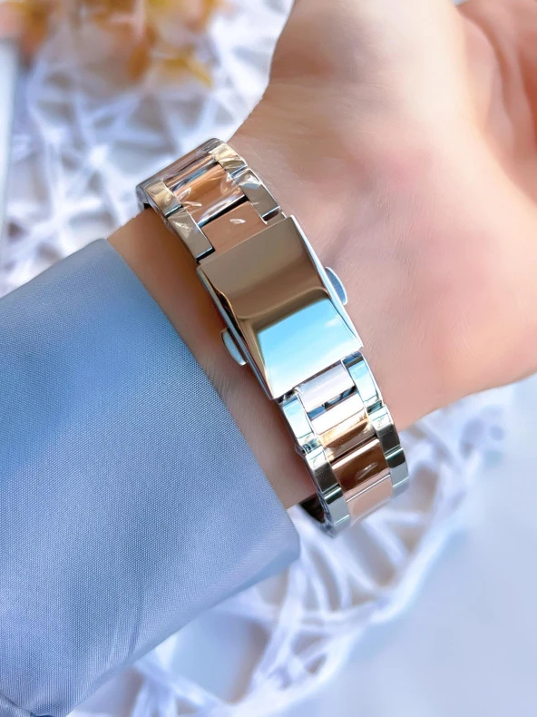 Ferro Çelik Kordonlu Gümüş/Rose Kararmaz Renk Atmaz 3 Atm  Özel Tasarım Kadın Kol Saati BFL21254-EX - Resim 3