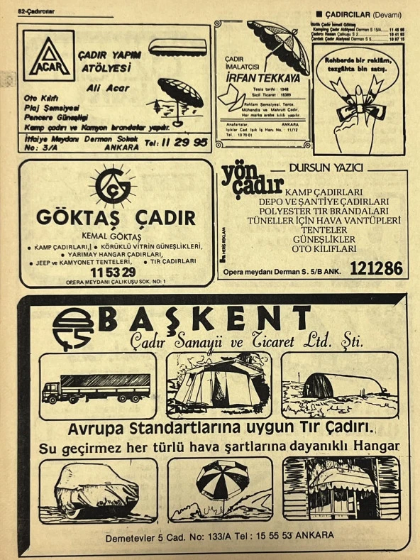 Ankara 1986 Meslek Reklam İlanı Efemera S81 - Resim 2