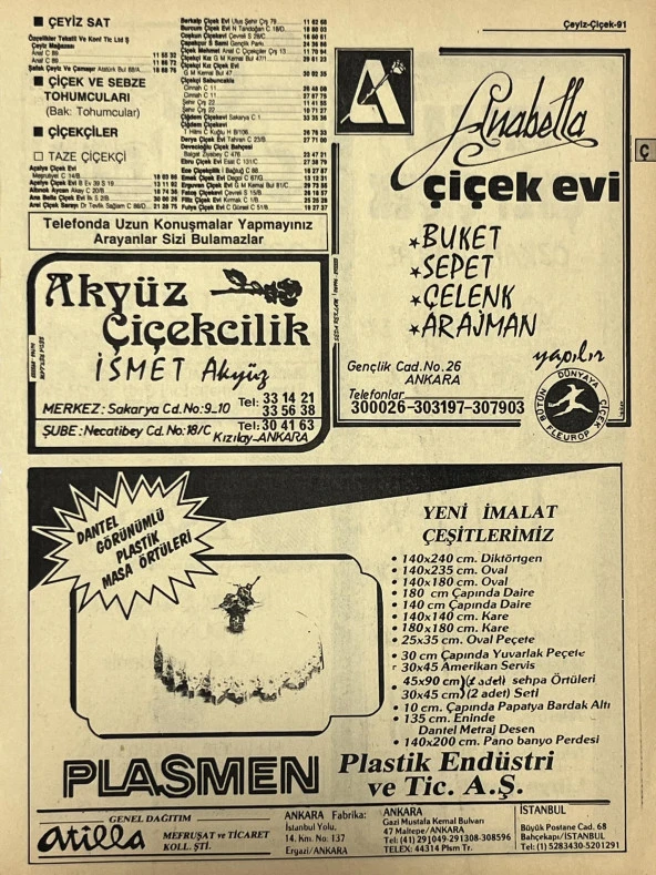 Ankara 1986 Meslek Reklam İlanı Efemera S91 ürün görseli