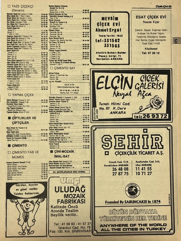 Ankara 1986 Meslek Reklam İlanı Efemera S95 ürün görseli 1