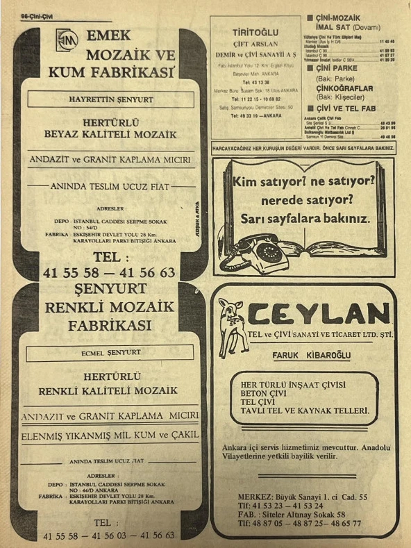 Ankara 1986 Meslek Reklam İlanı Efemera S95 - Resim 2