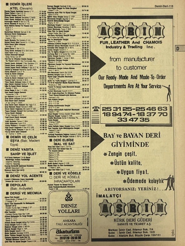 Ankara 1986 Meslek Reklam İlanı Efemera S115 ürün görseli