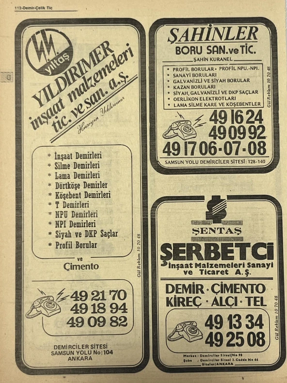 Ankara 1986 Meslek Reklam İlanı Efemera S111 - Resim 2