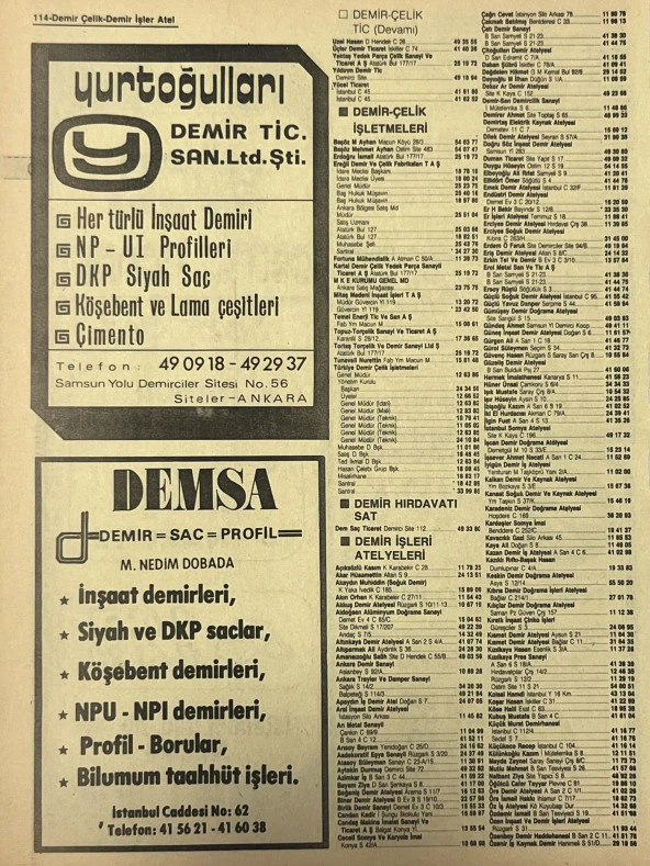 Ankara 1986 Meslek Reklam İlanı Efemera S113 - Resim 2