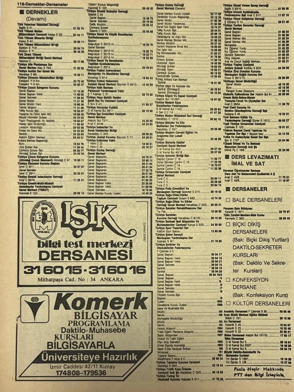 Ankara 1986 Meslek Reklam İlanı Efemera S117 - Resim 2