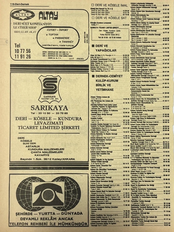 Ankara 1986 Meslek Reklam İlanı Efemera S115 - Resim 2