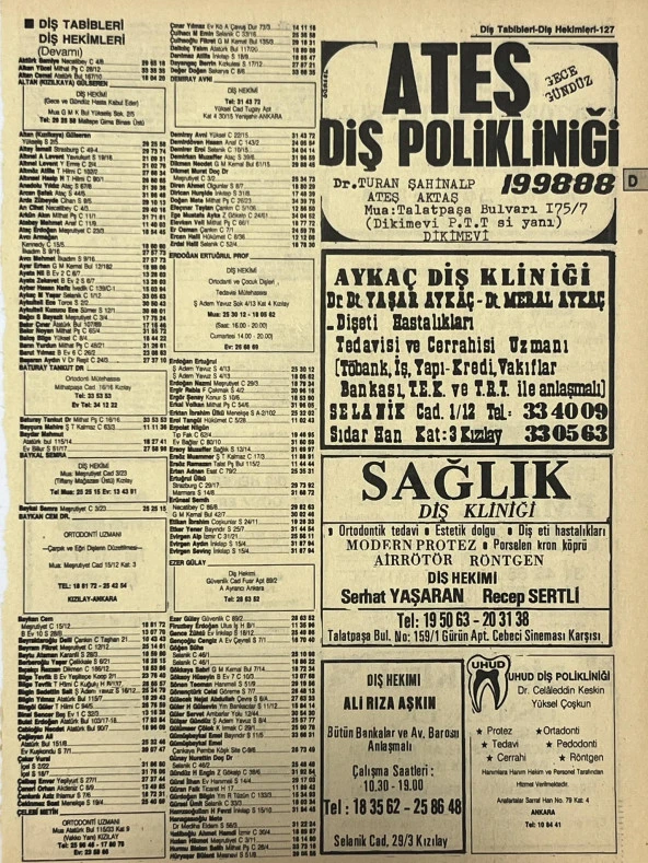 Ankara 1986 Meslek Reklam İlanı Efemera S127 ürün görseli 1