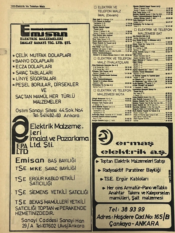 Ankara 1986 Meslek Reklam İlanı Efemera S139 - Resim 2