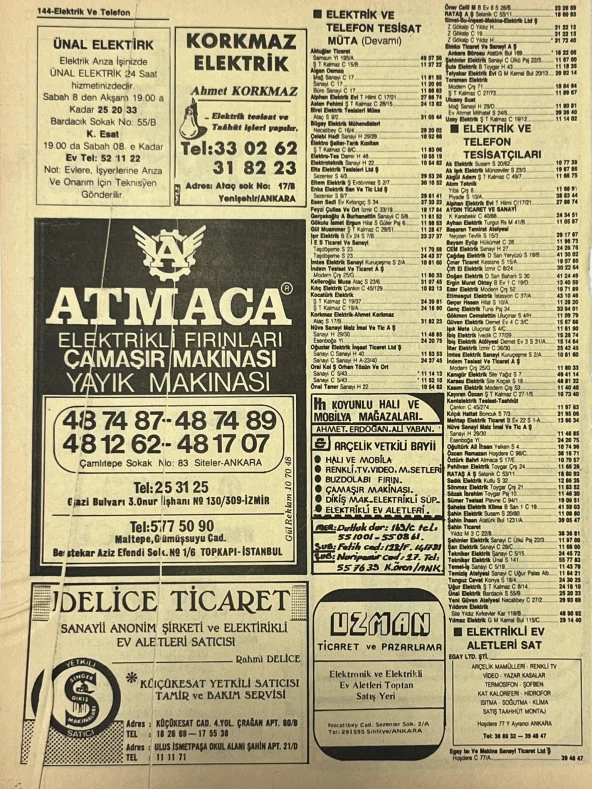 Ankara 1986 Meslek Reklam İlanı Efemera S143 - Resim 2