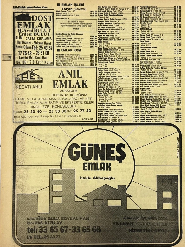 Ankara 1986 Meslek Reklam İlanı Efemera S151 - Resim 2