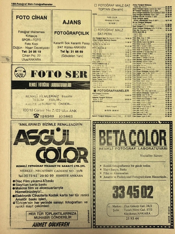 Ankara 1986 Meslek Reklam İlanı Efemera S157 - Resim 2