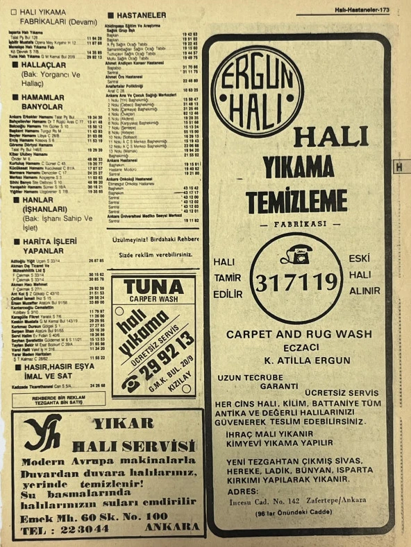 Ankara 1986 Meslek Reklam İlanı Efemera S173 ürün görseli