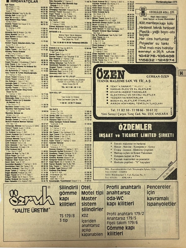 Ankara 1986 Meslek Reklam İlanı Efemera S177 ürün görseli