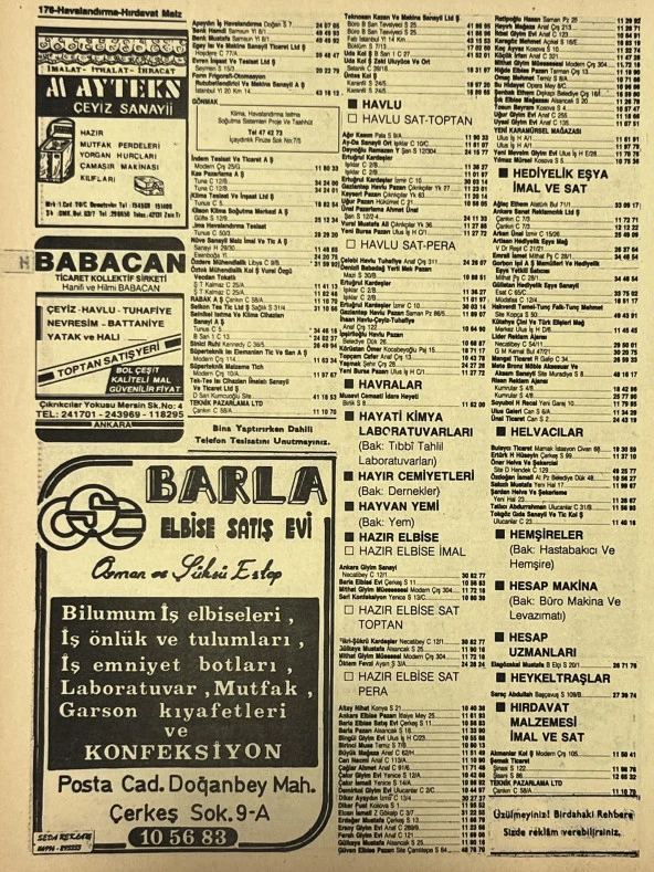 Ankara 1986 Meslek Reklam İlanı Efemera S175 - Resim 2