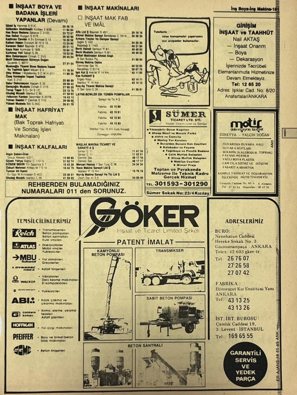 Ankara 1986 Meslek Reklam İlanı Efemera S181 ürün görseli