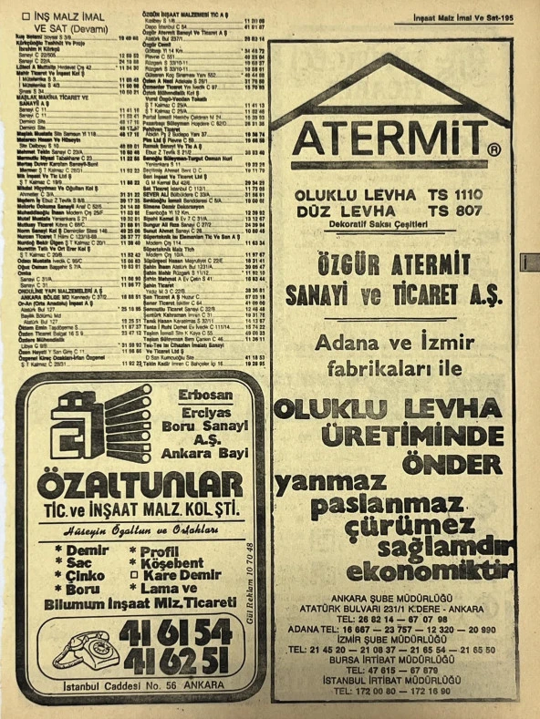 Ankara 1986 Meslek Reklam İlanı Efemera S195 ürün görseli