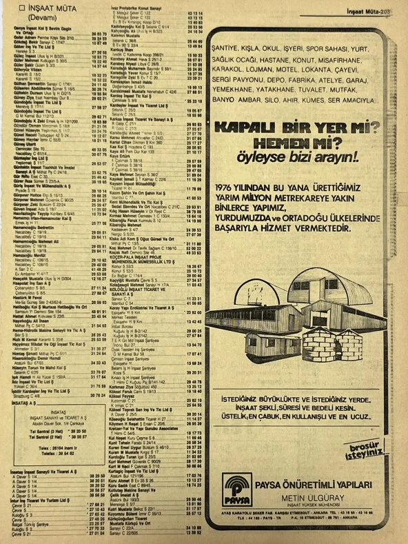 Ankara 1986 Meslek Reklam İlanı Efemera S203 ürün görseli