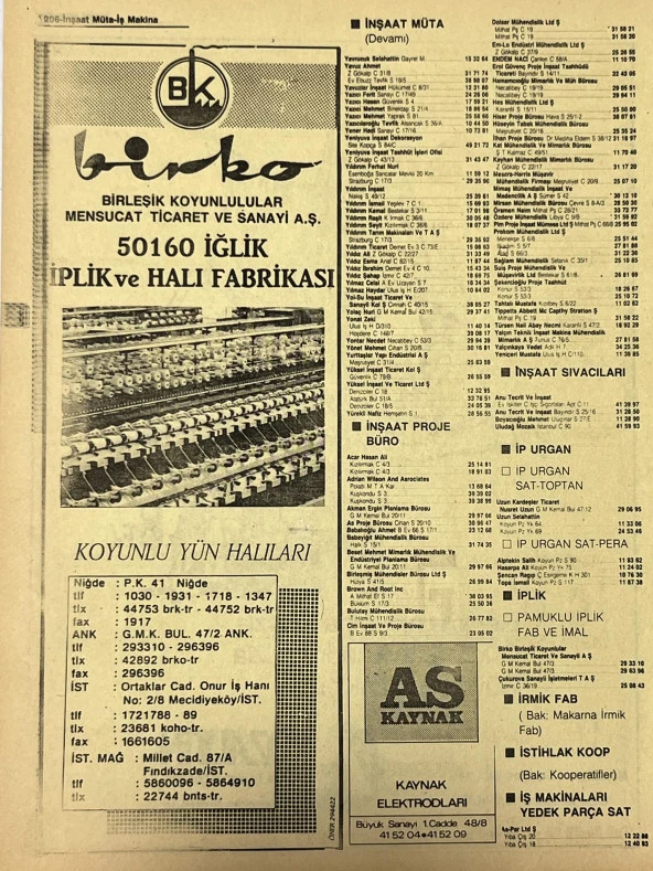 Ankara 1986 Meslek Reklam İlanı Efemera S205 - Resim 2
