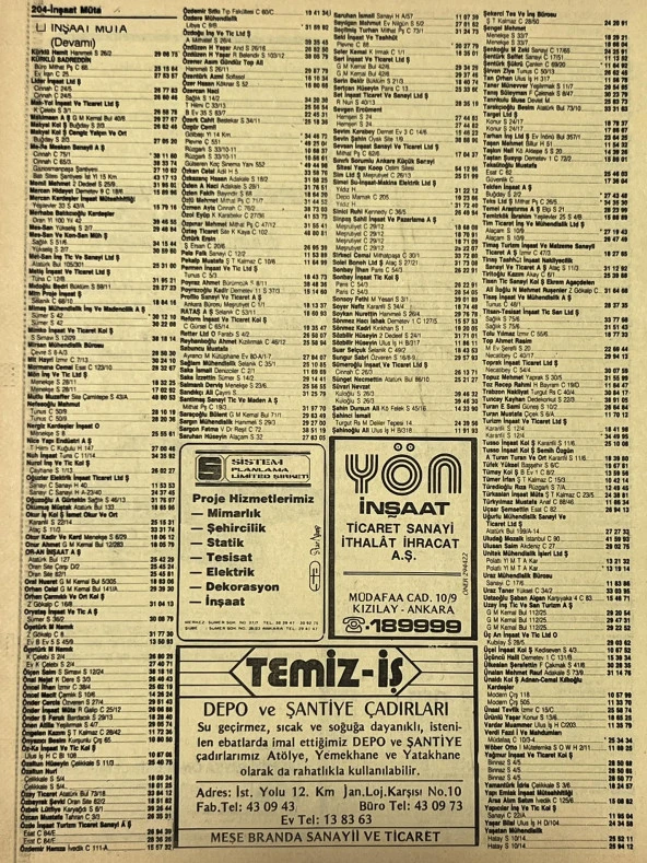 Ankara 1986 Meslek Reklam İlanı Efemera S203 - Resim 2