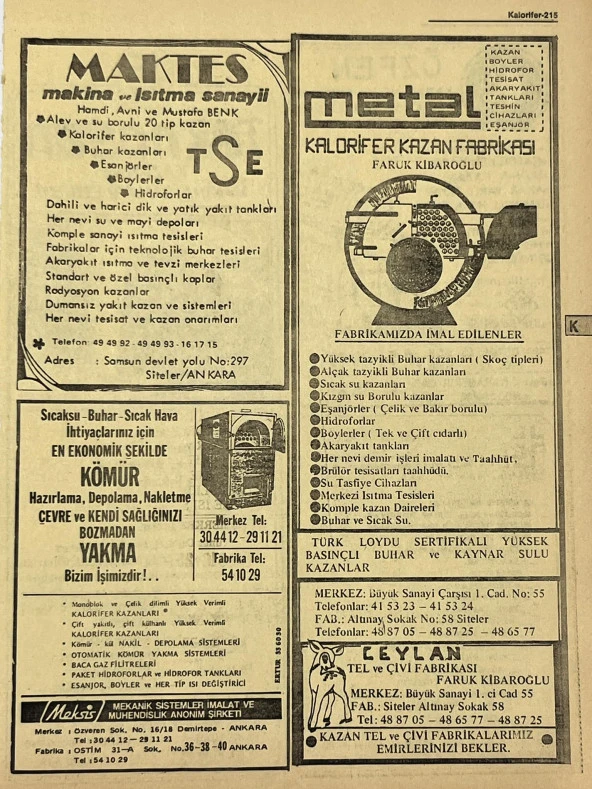 Ankara 1986 Meslek Reklam İlanı Efemera S215 ürün görseli 1