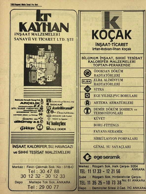 Ankara 1986 Meslek Reklam İlanı Efemera S191 - Resim 2