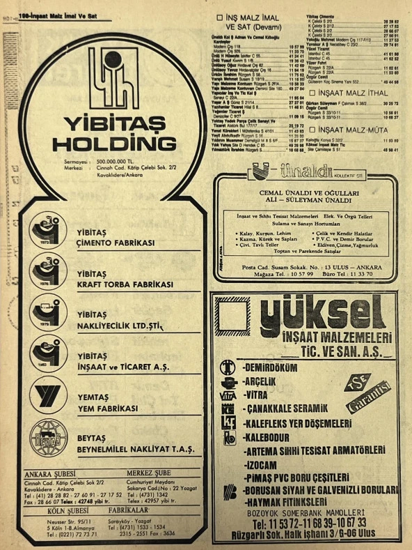 Ankara 1986 Meslek Reklam İlanı Efemera S197 - Resim 2