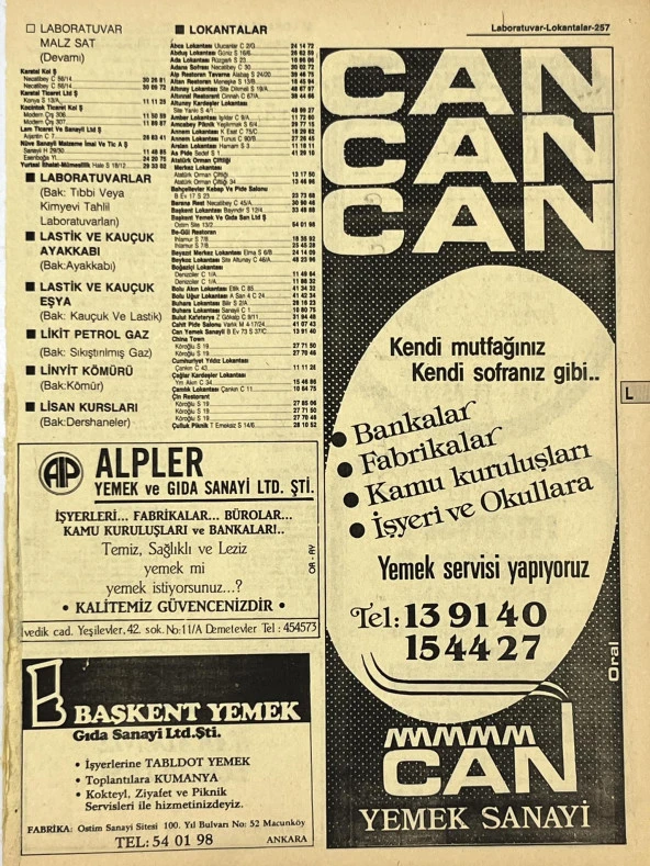 Ankara 1986 Meslek Reklam İlanı Efemera S257