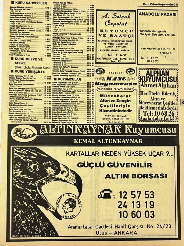 Ankara 1986 Meslek Reklam İlanı Efemera S249 ürün görseli 1
