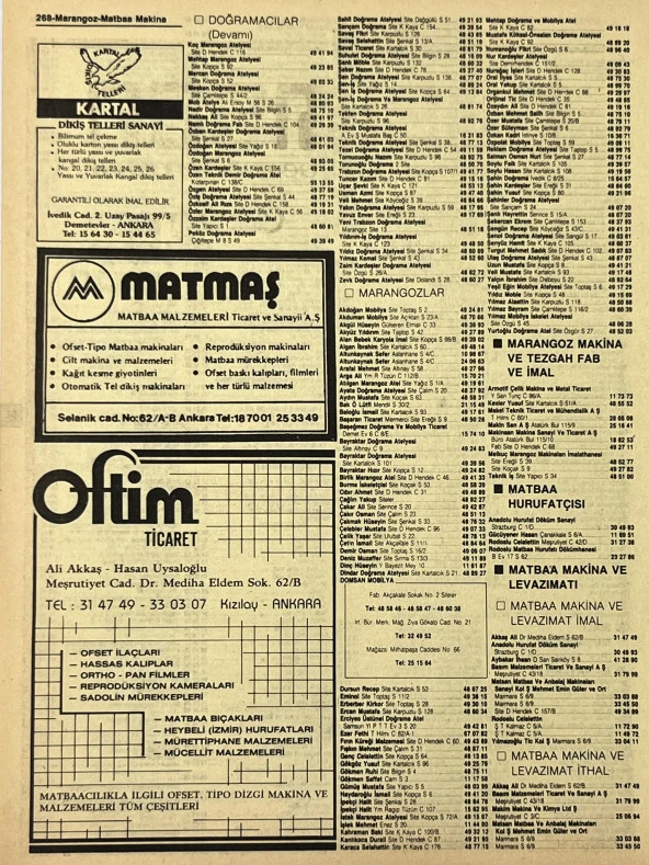 Ankara 1986 Meslek Reklam İlanı Efemera S267 - Resim 2