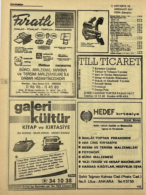 Ankara 1986 Meslek Reklam İlanı Efemera S233 - Resim 2