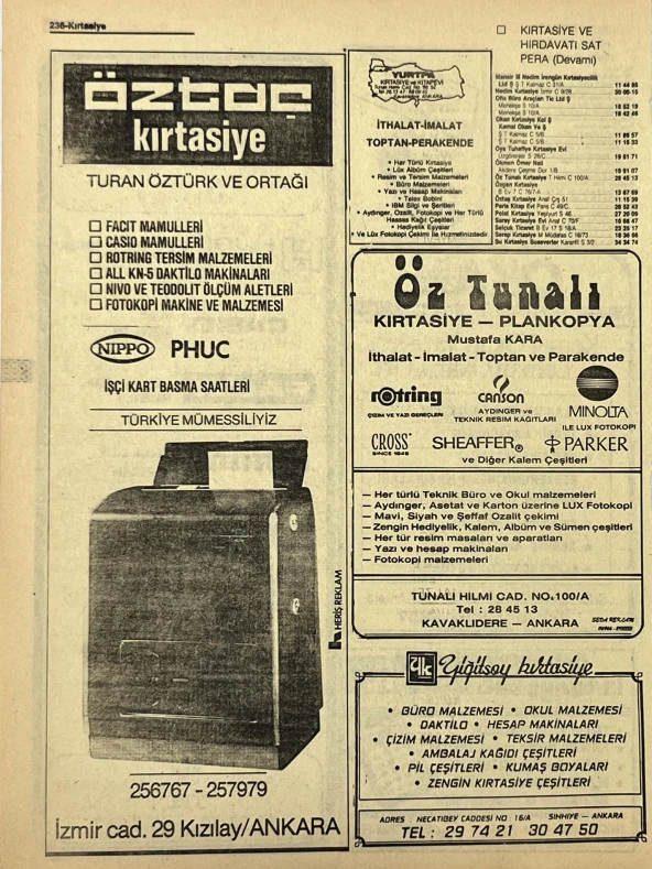 Ankara 1986 Meslek Reklam İlanı Efemera S235 - Resim 2