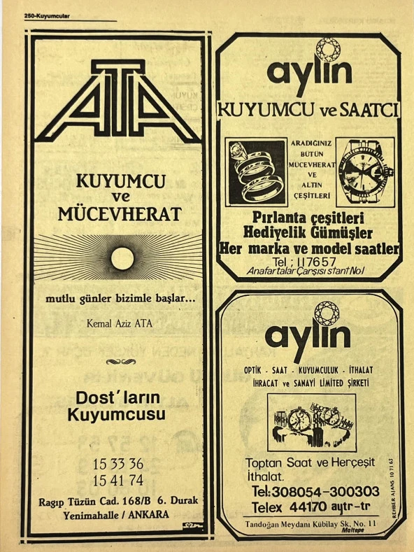 Ankara 1986 Meslek Reklam İlanı Efemera S249 - Resim 2