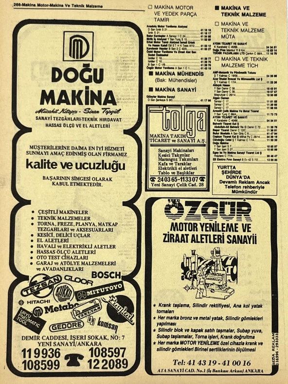 Ankara 1986 Meslek Reklam İlanı Efemera S265 - Resim 2