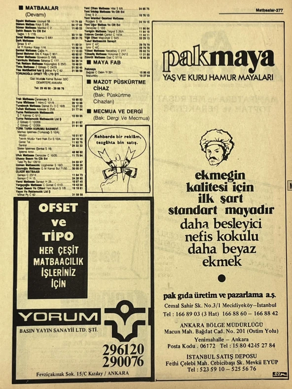 Ankara 1986 Meslek Reklam İlanı Efemera S277 ürün görseli