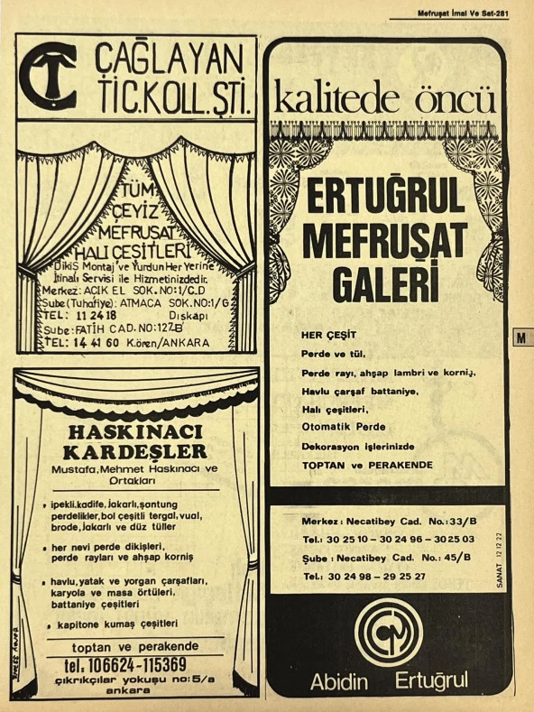 Ankara 1986 Meslek Reklam İlanı Efemera S281 ürün görseli