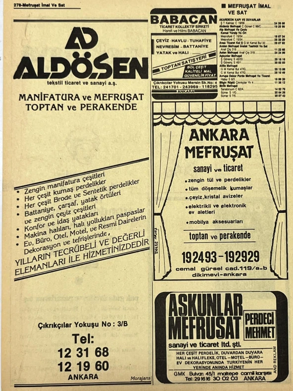 Ankara 1986 Meslek Reklam İlanı Efemera S277 - Resim 2
