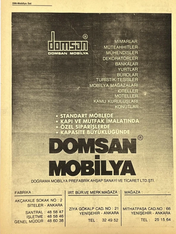 Ankara 1986 Meslek Reklam İlanı Efemera S295 - Resim 2