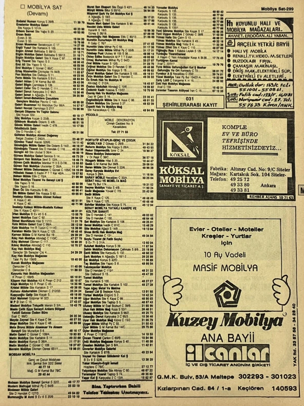 Ankara 1986 Meslek Reklam İlanı Efemera S299